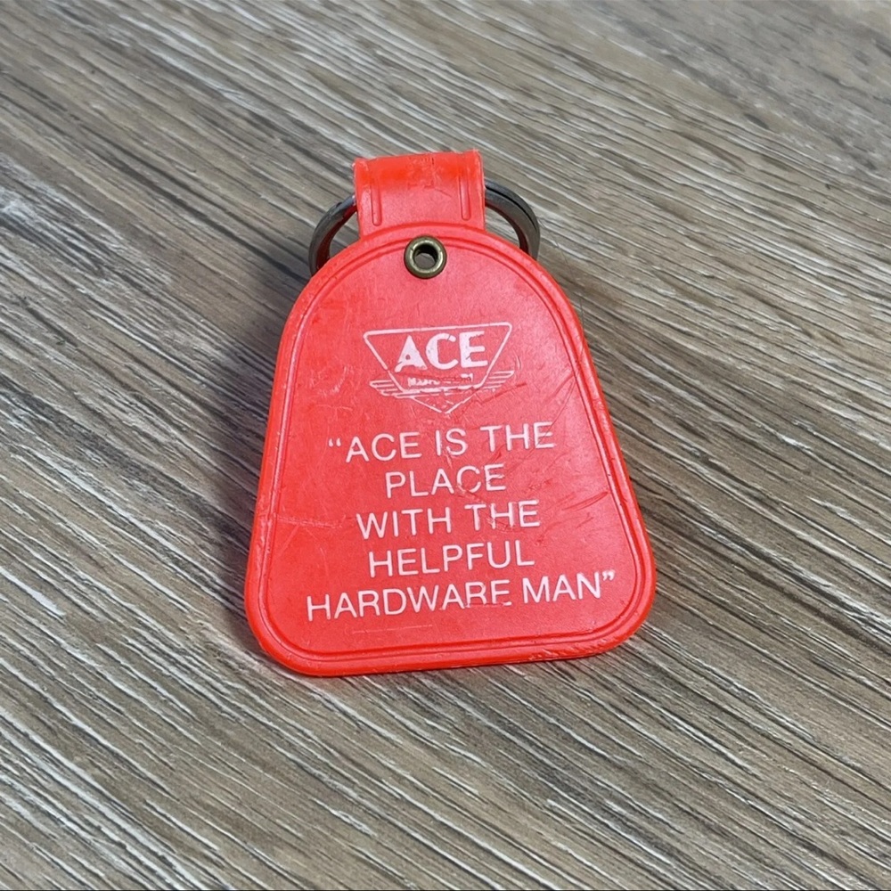 Vintage ACE Hardware Keychain Key Fob Orange Company Slogan